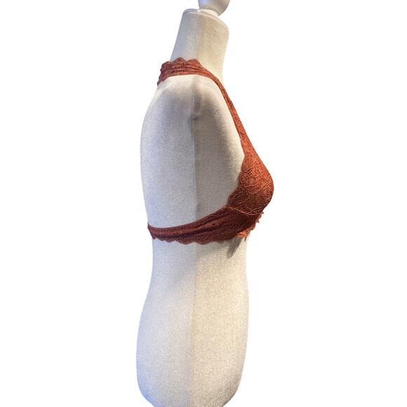 Intimately Free People Lace Halter Bralette – Rust Orange-Size Small - Picture 3 of 5